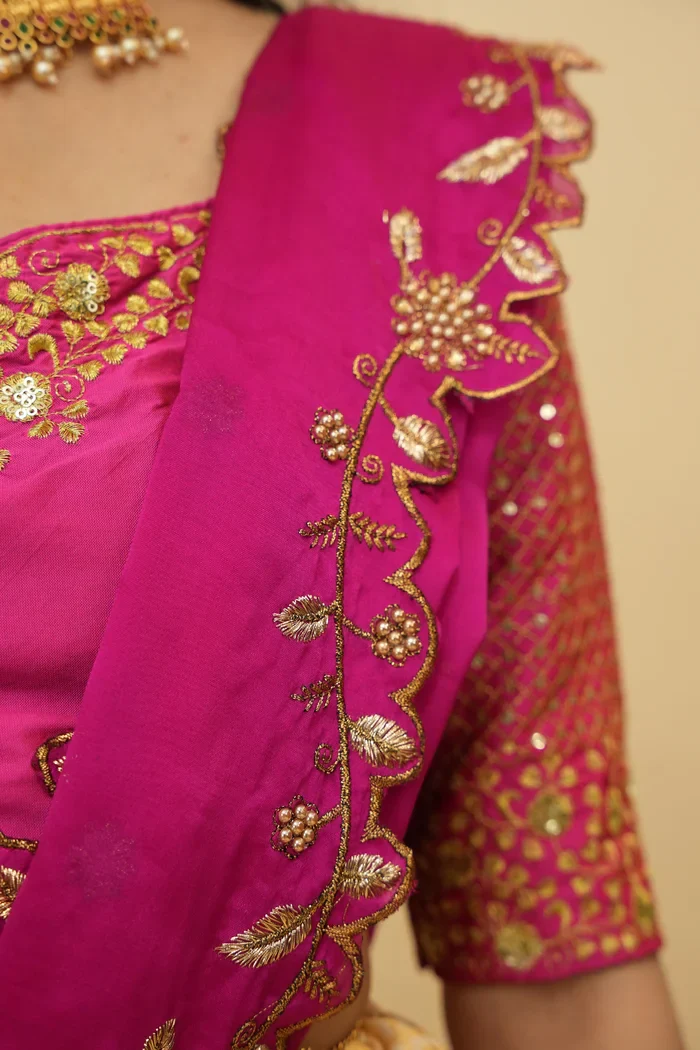 Women's Woven Design zari work Half Saree with Handwork Blouse and Dupatta KanchiRango - Image 32