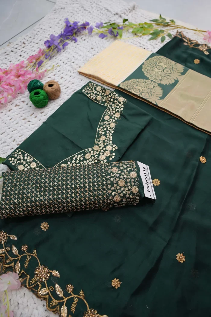 Women's Woven Design zari work Half Saree with Handwork Blouse and Dupatta KanchiRango - Image 39