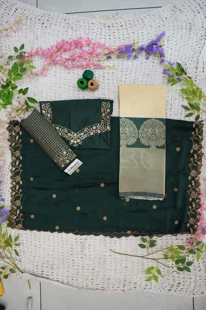 Women's Woven Design zari work Half Saree with Handwork Blouse and Dupatta KanchiRango - Image 41