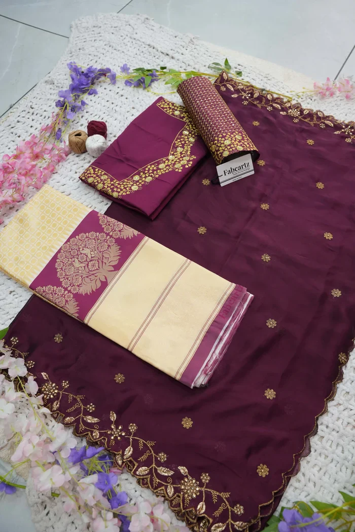 Women's Woven Design zari work Half Saree with Handwork Blouse and Dupatta KanchiRango - Image 46