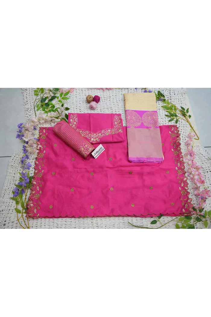 Women's Woven Design zari work Half Saree with Handwork Blouse and Dupatta KanchiRango - Image 61