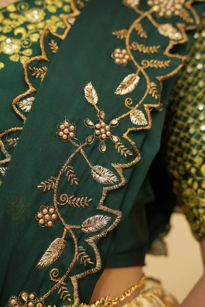Women's Woven Design zari work Half Saree with Handwork Blouse and Dupatta KanchiRango - Image 7