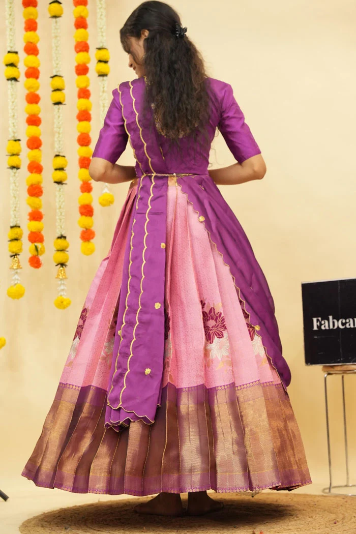 Women's Woven Design zari work Half Saree with Embroidered Blouse and Dupatta Komal - Image 10