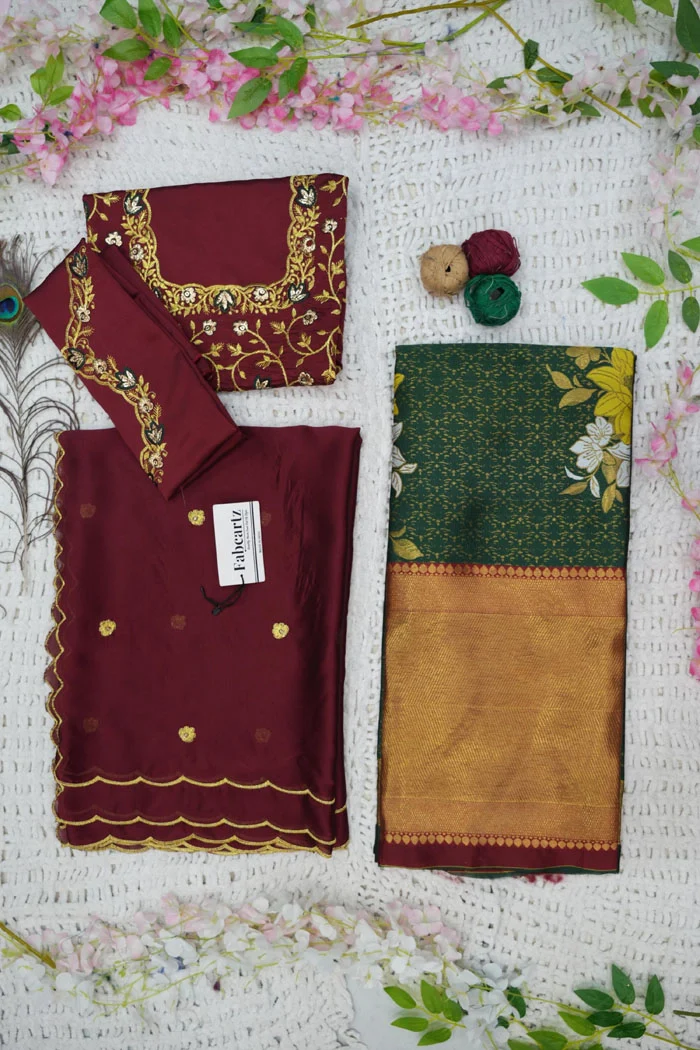 Women's Woven Design zari work Half Saree with Embroidered Blouse and Dupatta Komal - Image 45