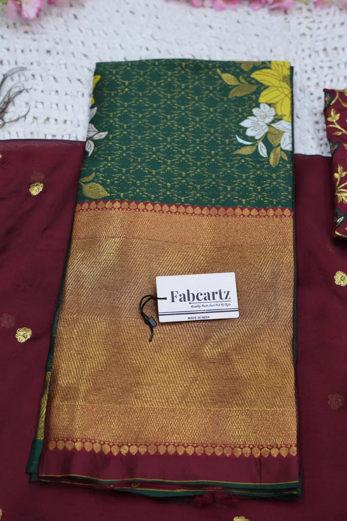 Women's Woven Design zari work Half Saree with Embroidered Blouse and Dupatta Komal - Image 49