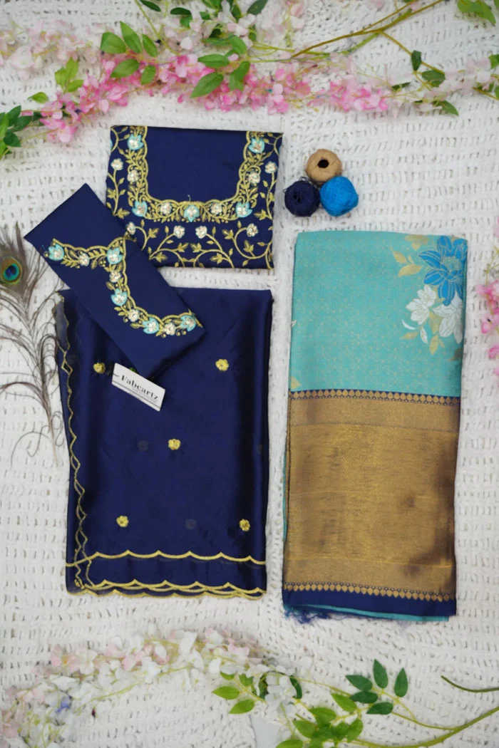 Women's Woven Design zari work Half Saree with Embroidered Blouse and Dupatta Komal - Image 70