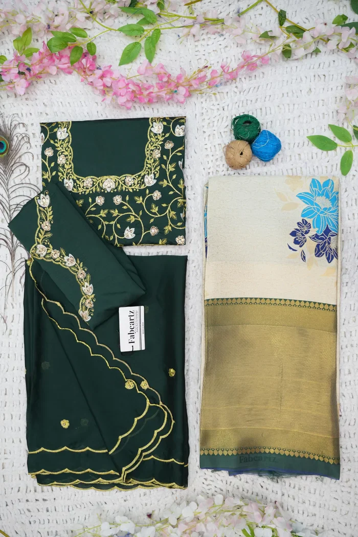 Women's Woven Design zari work Half Saree with Embroidered Blouse and Dupatta Komal - Image 22