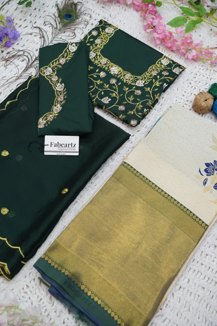 Women's Woven Design zari work Half Saree with Embroidered Blouse and Dupatta Komal - Image 24