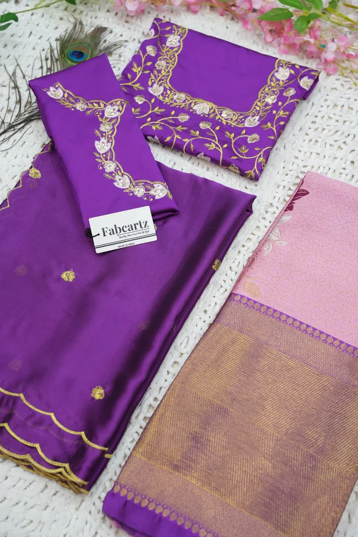 Women's Woven Design zari work Half Saree with Embroidered Blouse and Dupatta Komal - Image 3