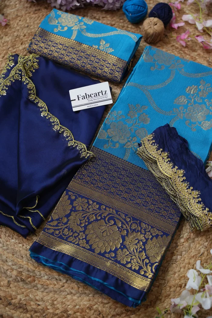 Women's Woven Design Half Saree with Embroidered Blouse and Dupatta Maalti - Image 34