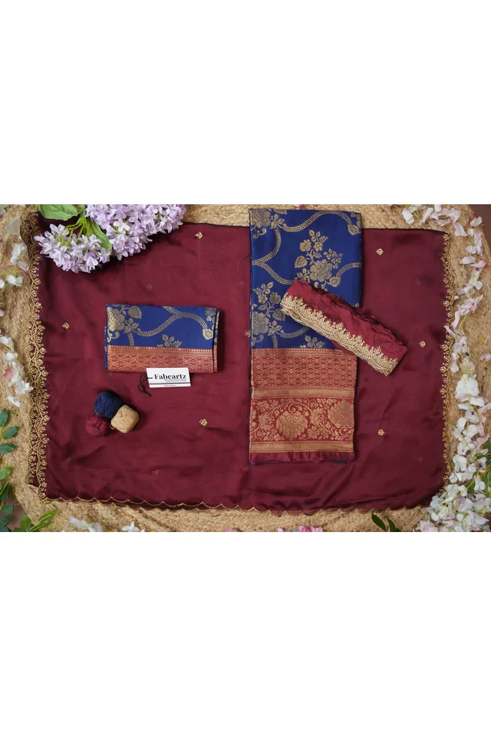 Women's Woven Design Half Saree with Embroidered Blouse and Dupatta Maalti - Image 43