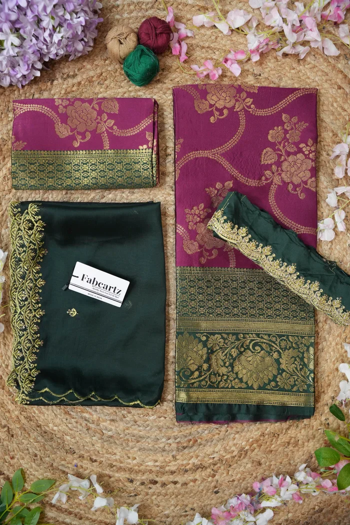 Women's Woven Design Half Saree with Embroidered Blouse and Dupatta Maalti - Image 44