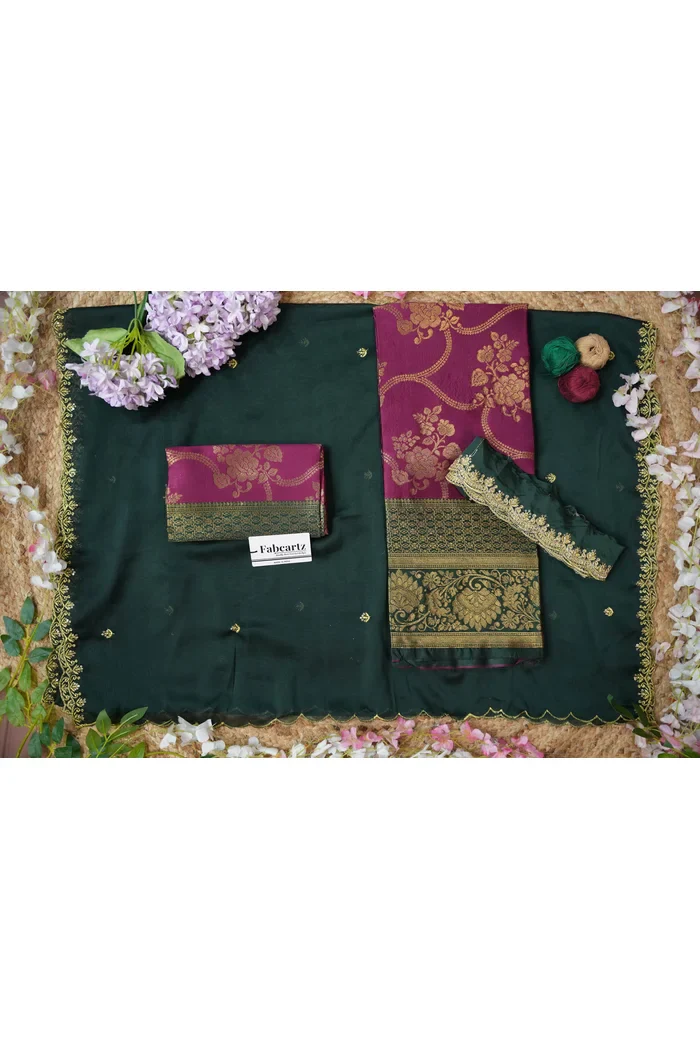 Women's Woven Design Half Saree with Embroidered Blouse and Dupatta Maalti - Image 49