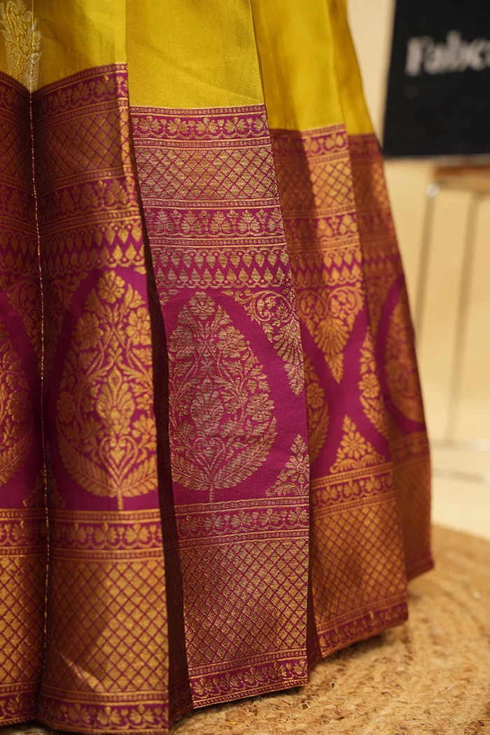 Women's Woven Design zari work Half Saree with Embroidered Blouse and Dupatta Mamidi - Image 43