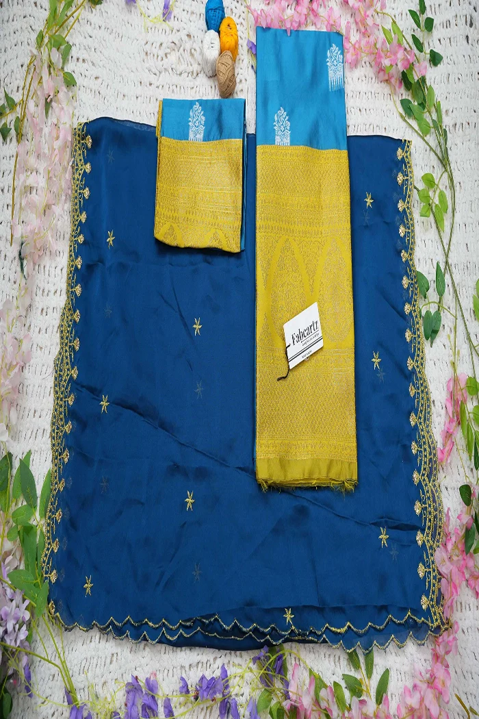 Women's Woven Design zari work Half Saree with Embroidered Blouse and Dupatta Mamidi - Image 57