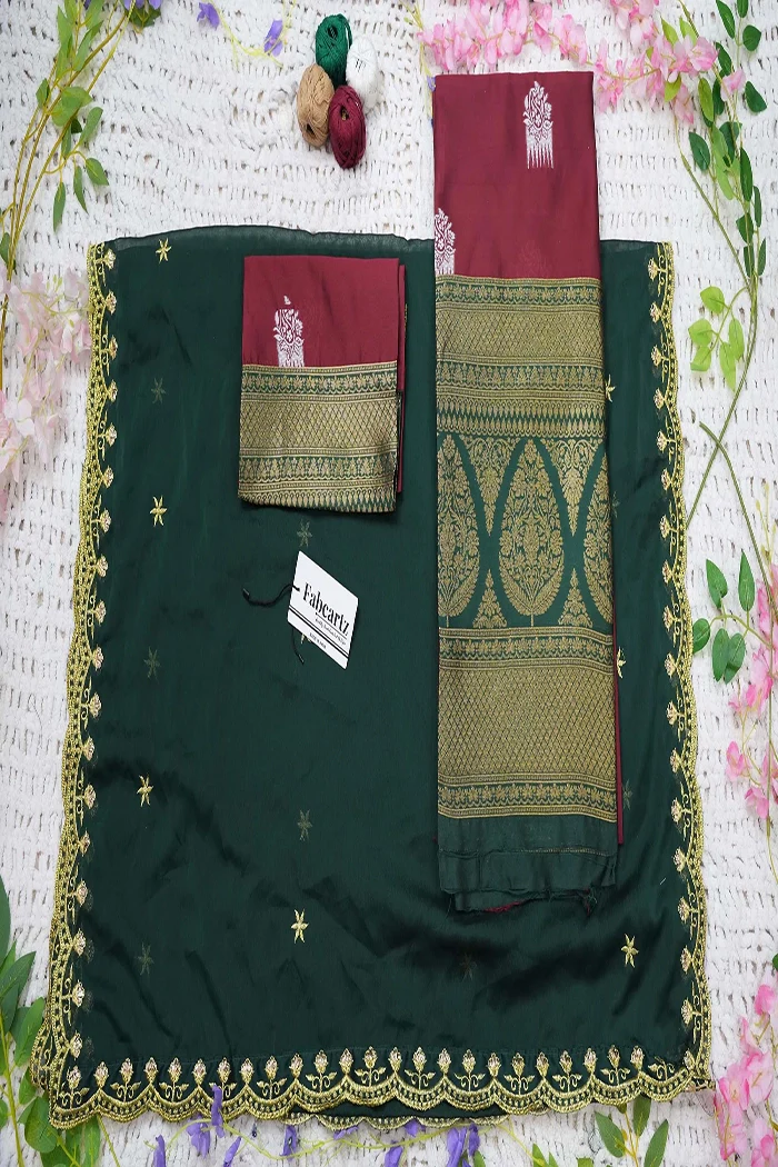 Women's Woven Design zari work Half Saree with Embroidered Blouse and Dupatta Mamidi - Image 65