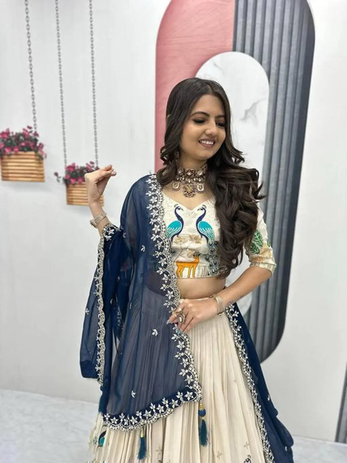 Women's Embroidered Shimmer Lehenga Choli with Sequins Work Mayuri - Image 3