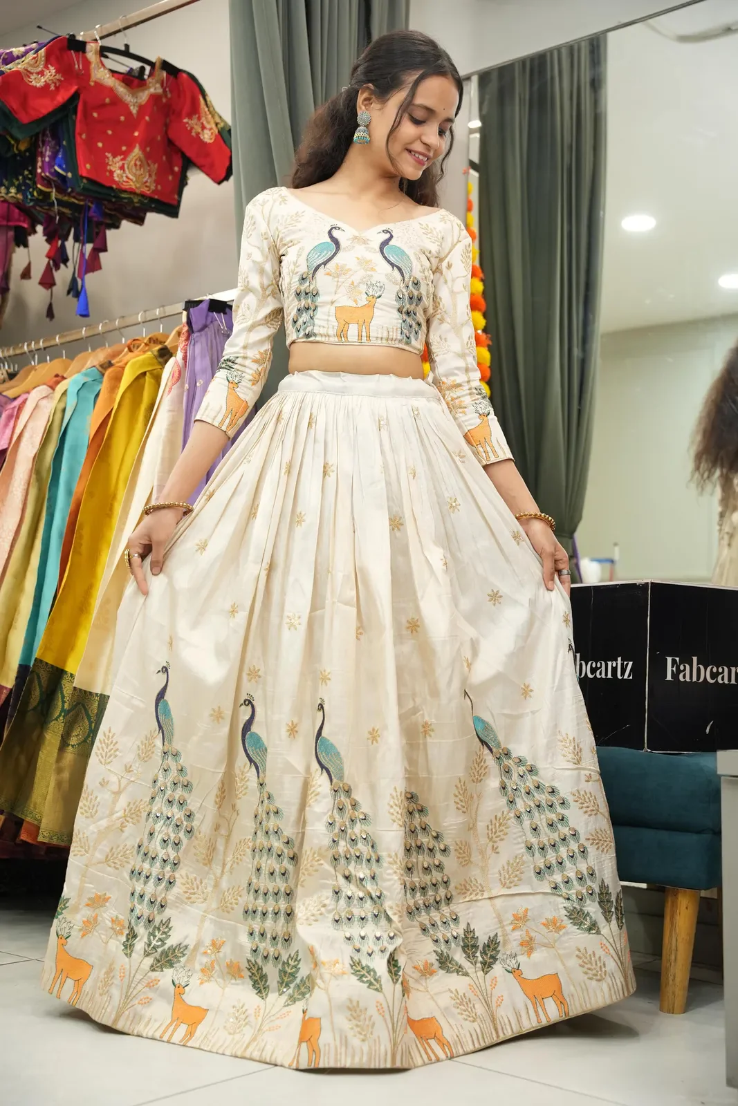Women's Embroidered Shimmer Lehenga Choli with Sequins Work Mayuri - Image 35