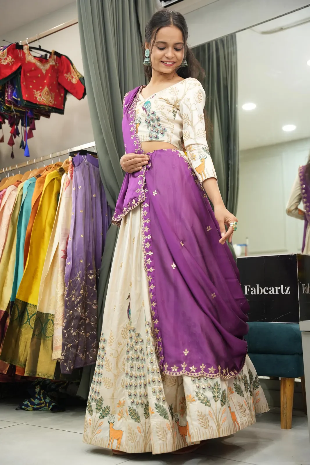 Women's Embroidered Shimmer Lehenga Choli with Sequins Work Mayuri - Image 41