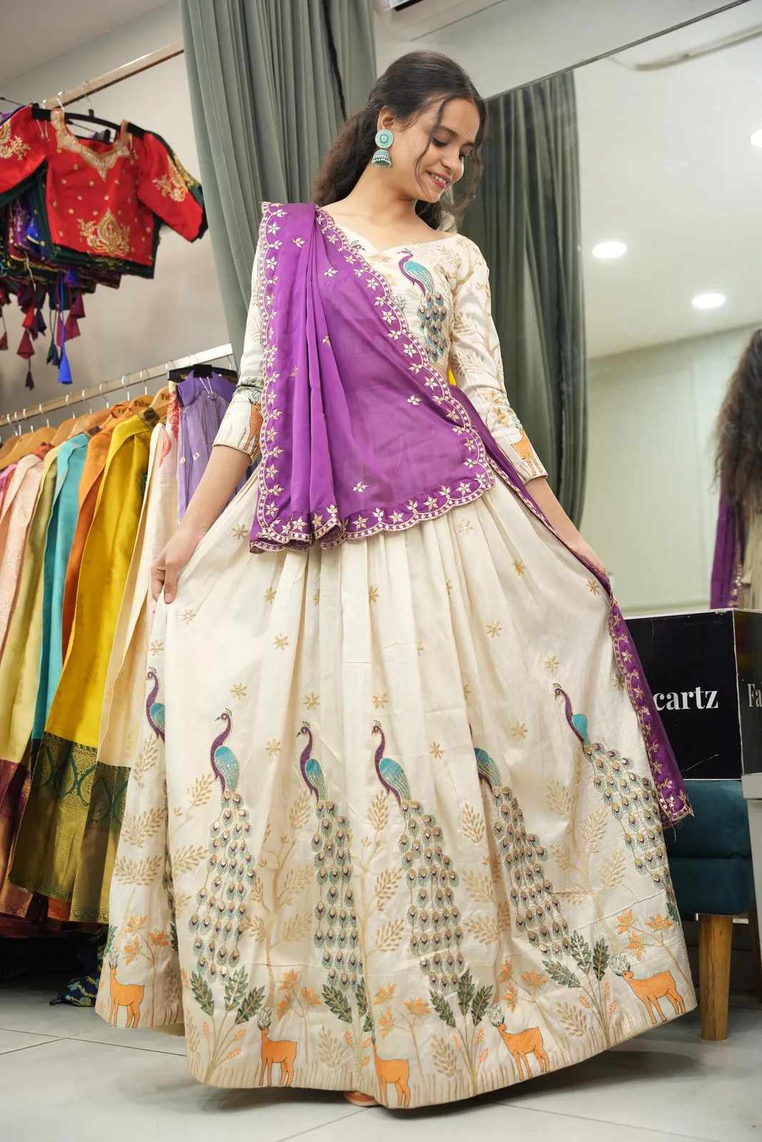 Women's Embroidered Shimmer Lehenga Choli with Sequins Work Mayuri - Image 42
