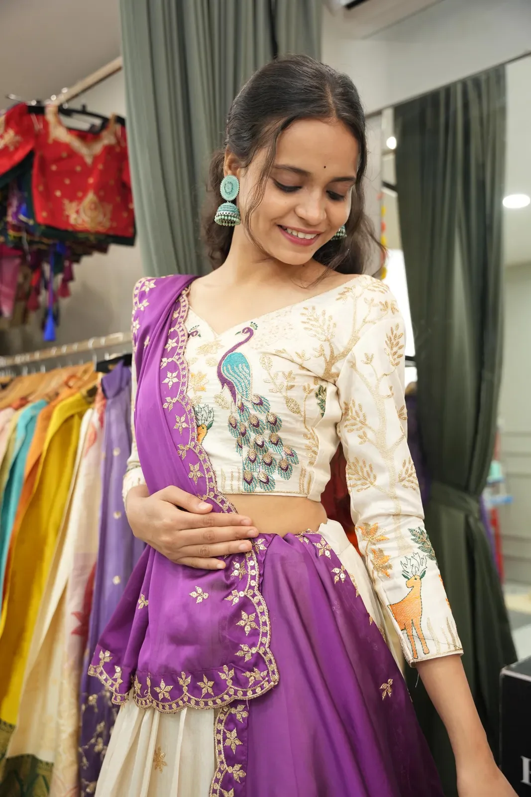 Women's Embroidered Shimmer Lehenga Choli with Sequins Work Mayuri - Image 45