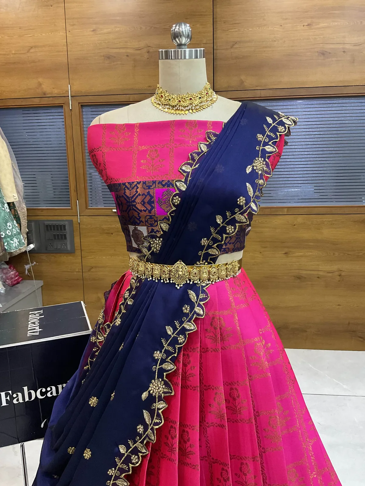 South Indian Festival Traditional Half Saree with Embroidered Blouse & Dupatta MultiRango - Image 18