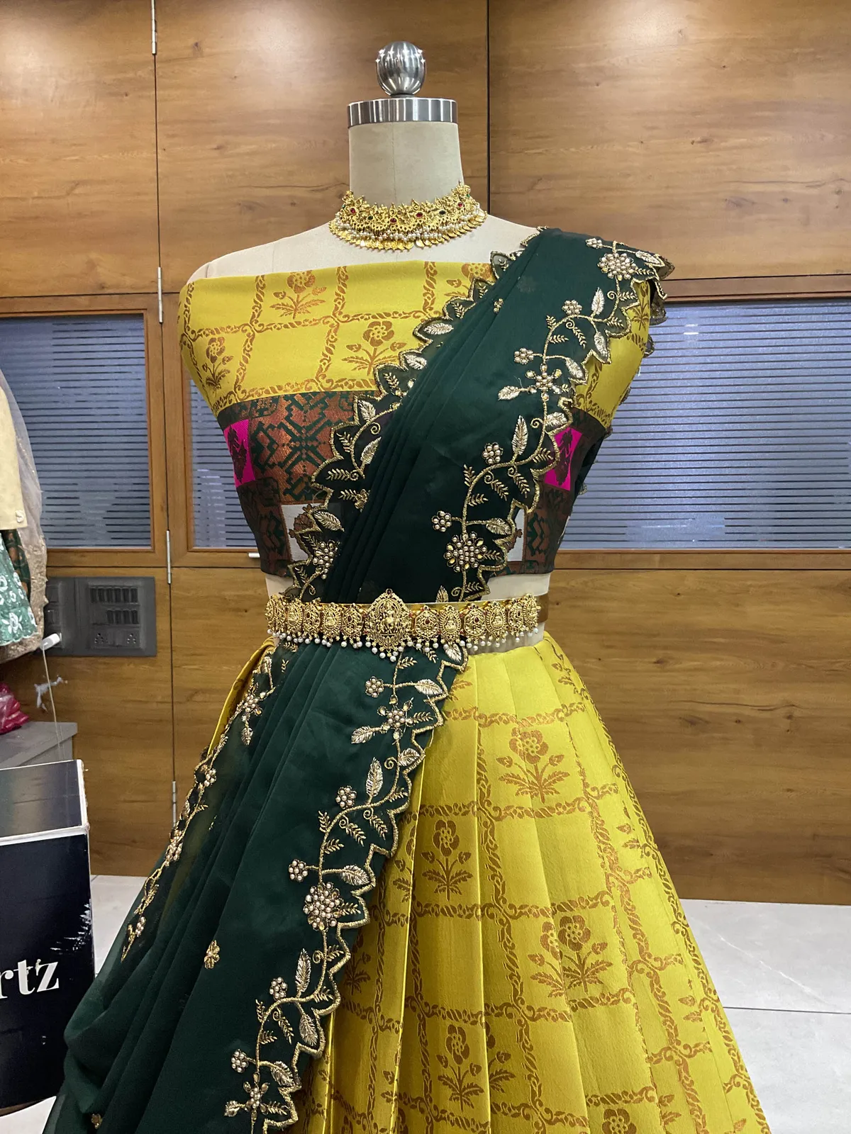 South Indian Festival Traditional Half Saree with Embroidered Blouse & Dupatta MultiRango - Image 23