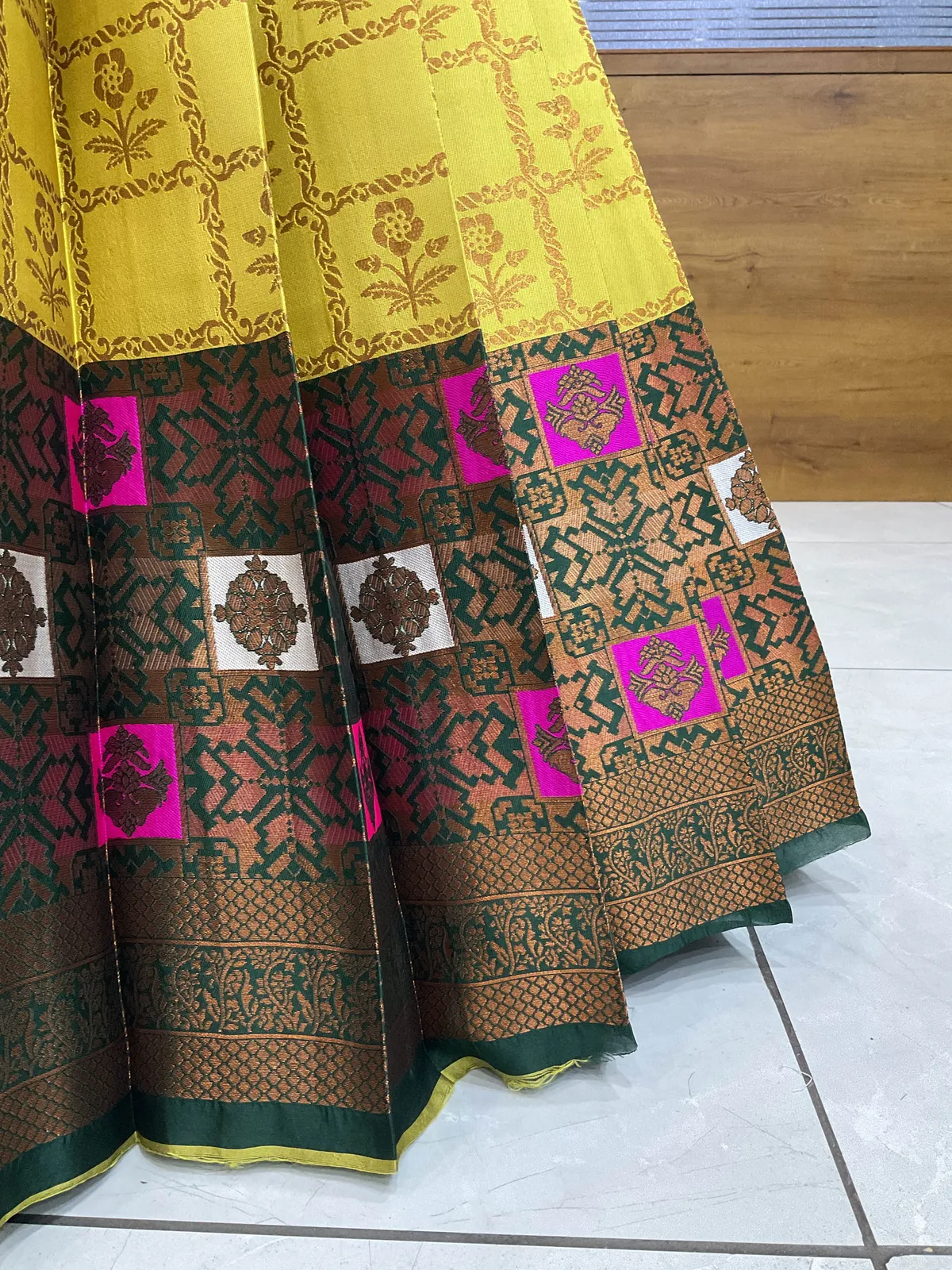 South Indian Festival Traditional Half Saree with Embroidered Blouse & Dupatta MultiRango - Image 25