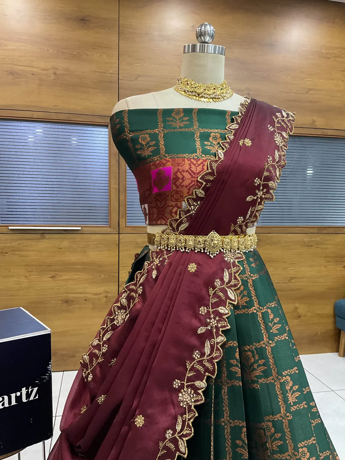South Indian Festival Traditional Half Saree with Embroidered Blouse & Dupatta MultiRango - Image 3