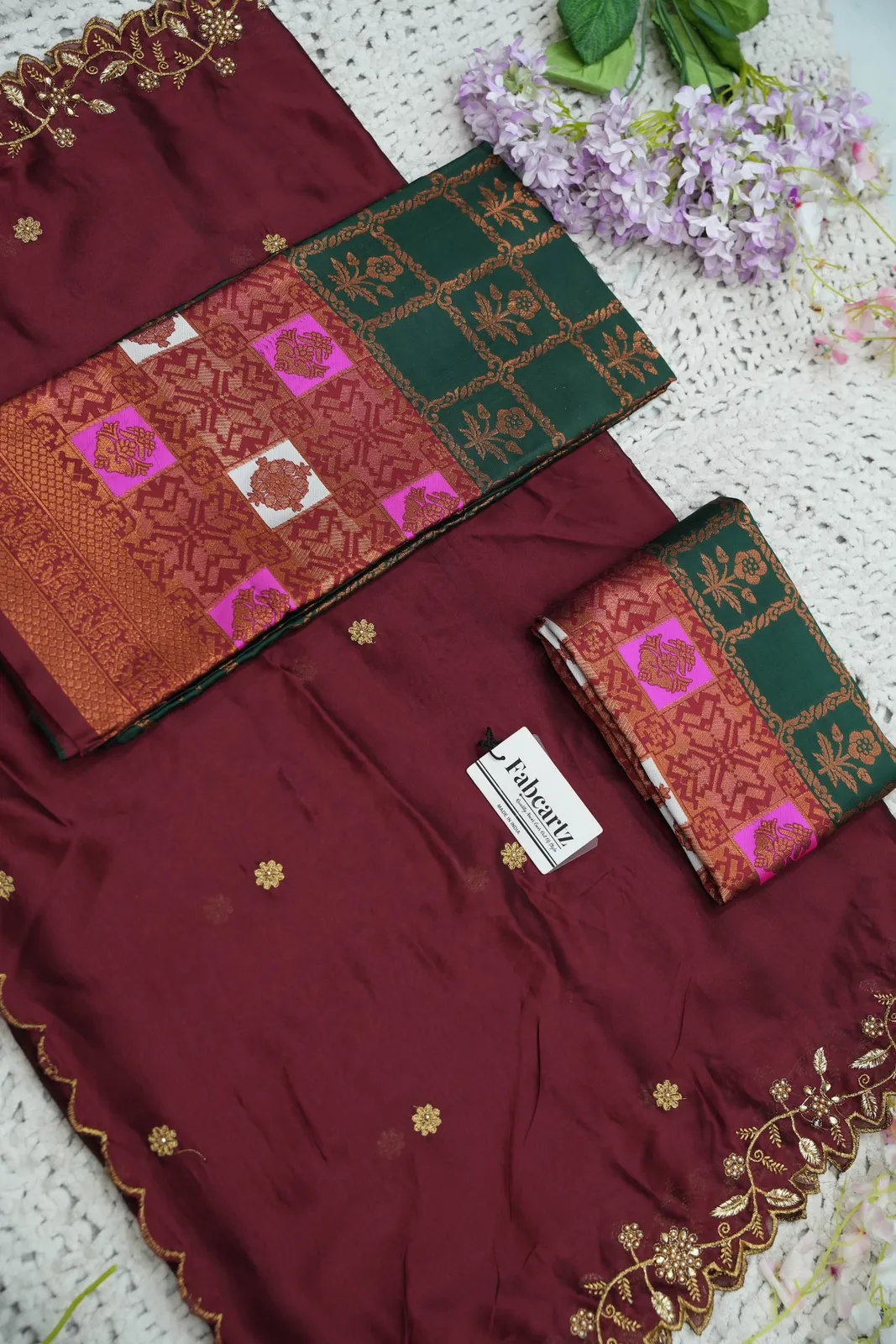 South Indian Festival Traditional Half Saree with Embroidered Blouse & Dupatta MultiRango - Image 34