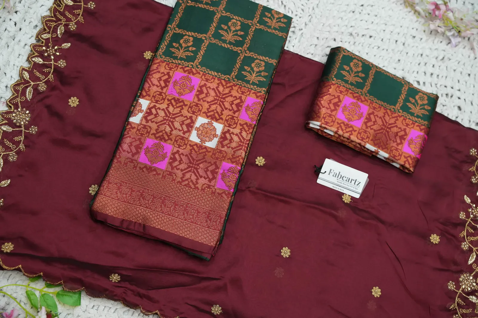 South Indian Festival Traditional Half Saree with Embroidered Blouse & Dupatta MultiRango - Image 35