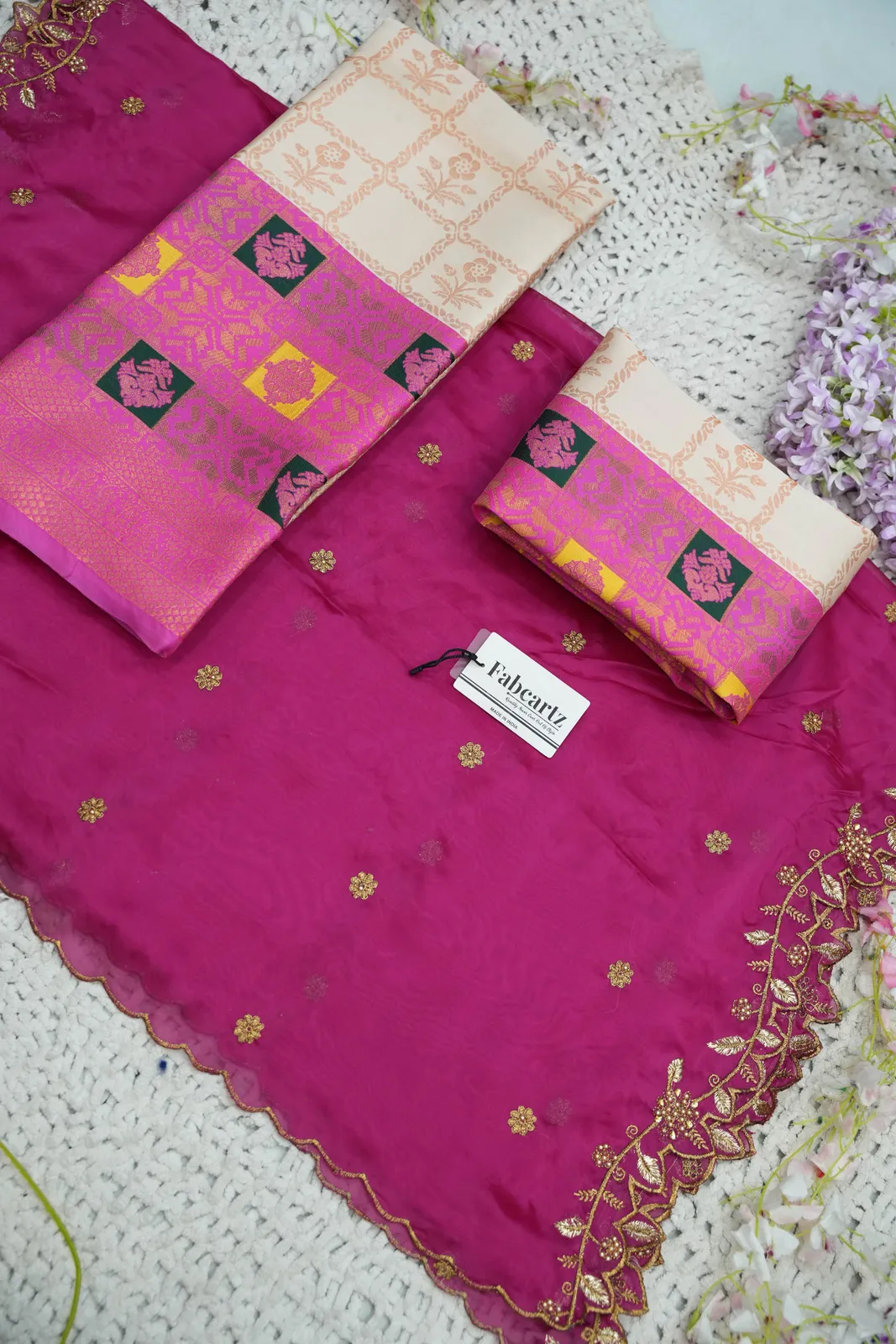 South Indian Festival Traditional Half Saree with Embroidered Blouse & Dupatta MultiRango - Image 41