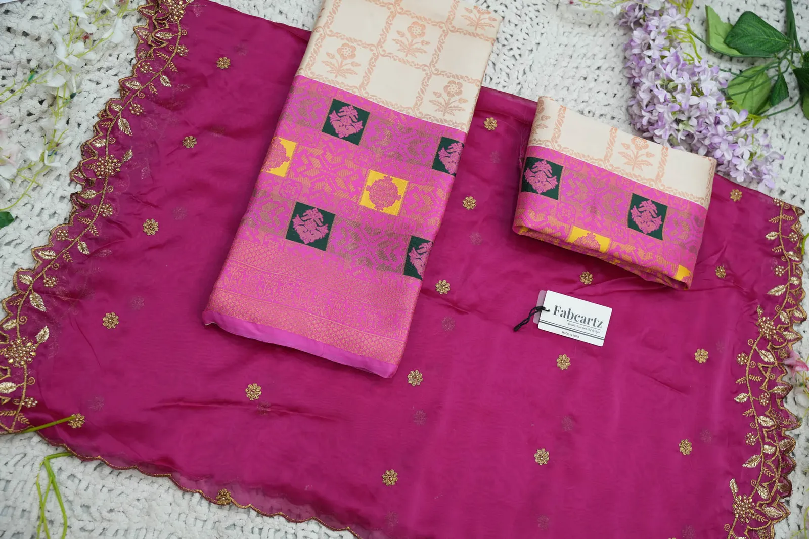 South Indian Festival Traditional Half Saree with Embroidered Blouse & Dupatta MultiRango - Image 42
