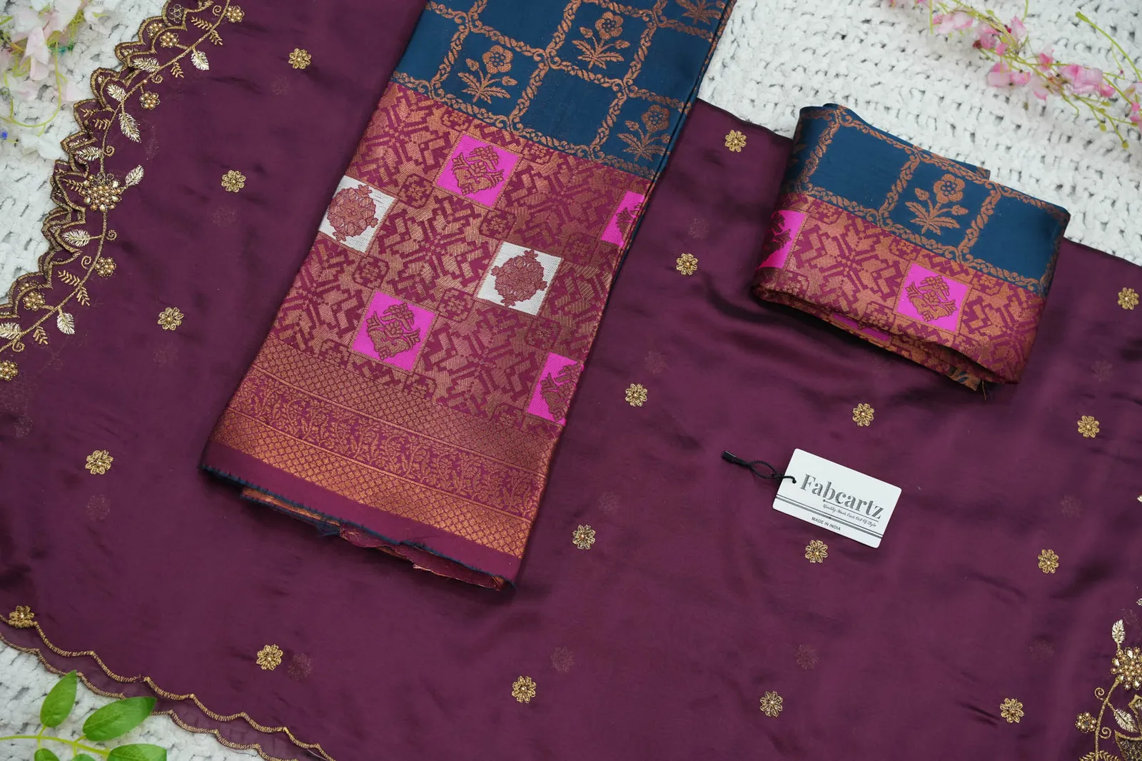 South Indian Festival Traditional Half Saree with Embroidered Blouse & Dupatta MultiRango - Image 48