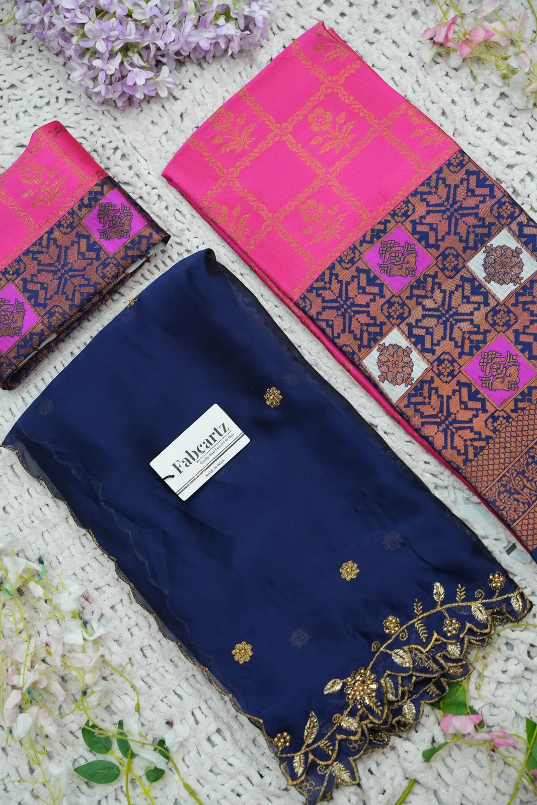 South Indian Festival Traditional Half Saree with Embroidered Blouse & Dupatta MultiRango - Image 54