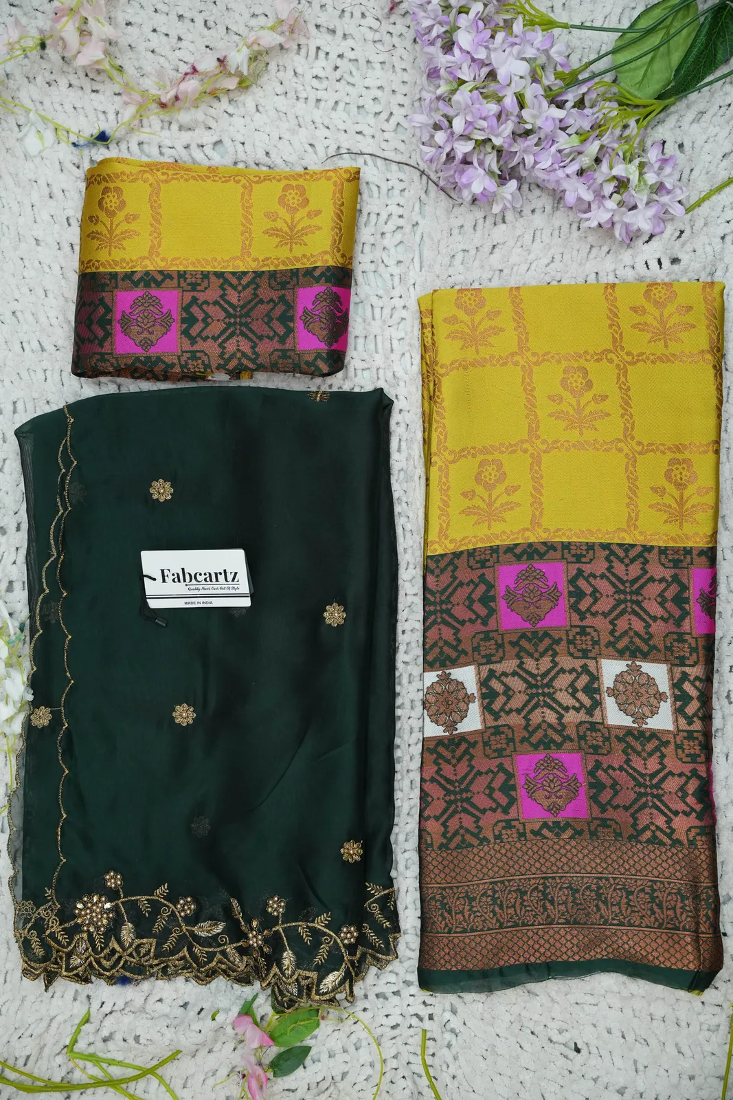 South Indian Festival Traditional Half Saree with Embroidered Blouse & Dupatta MultiRango - Image 59