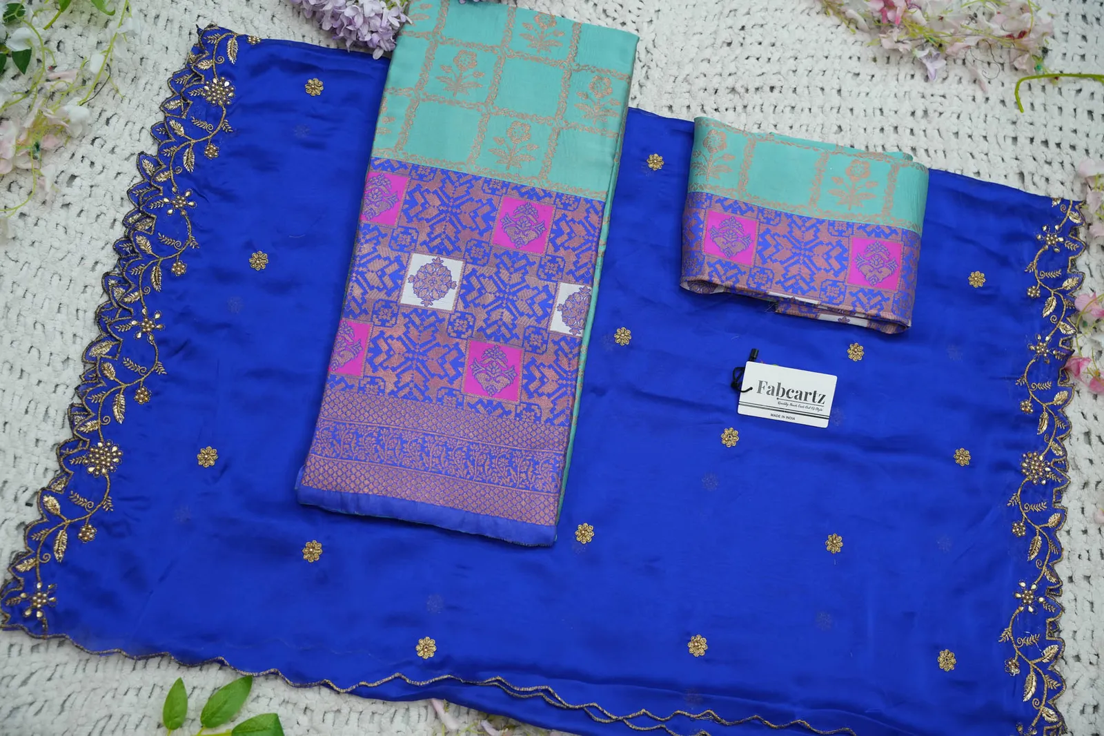 South Indian Festival Traditional Half Saree with Embroidered Blouse & Dupatta MultiRango - Image 70