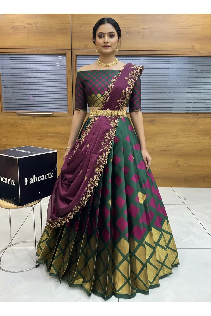 South Indian Festival Traditional Half Saree Multiverse Pattu - Image 29