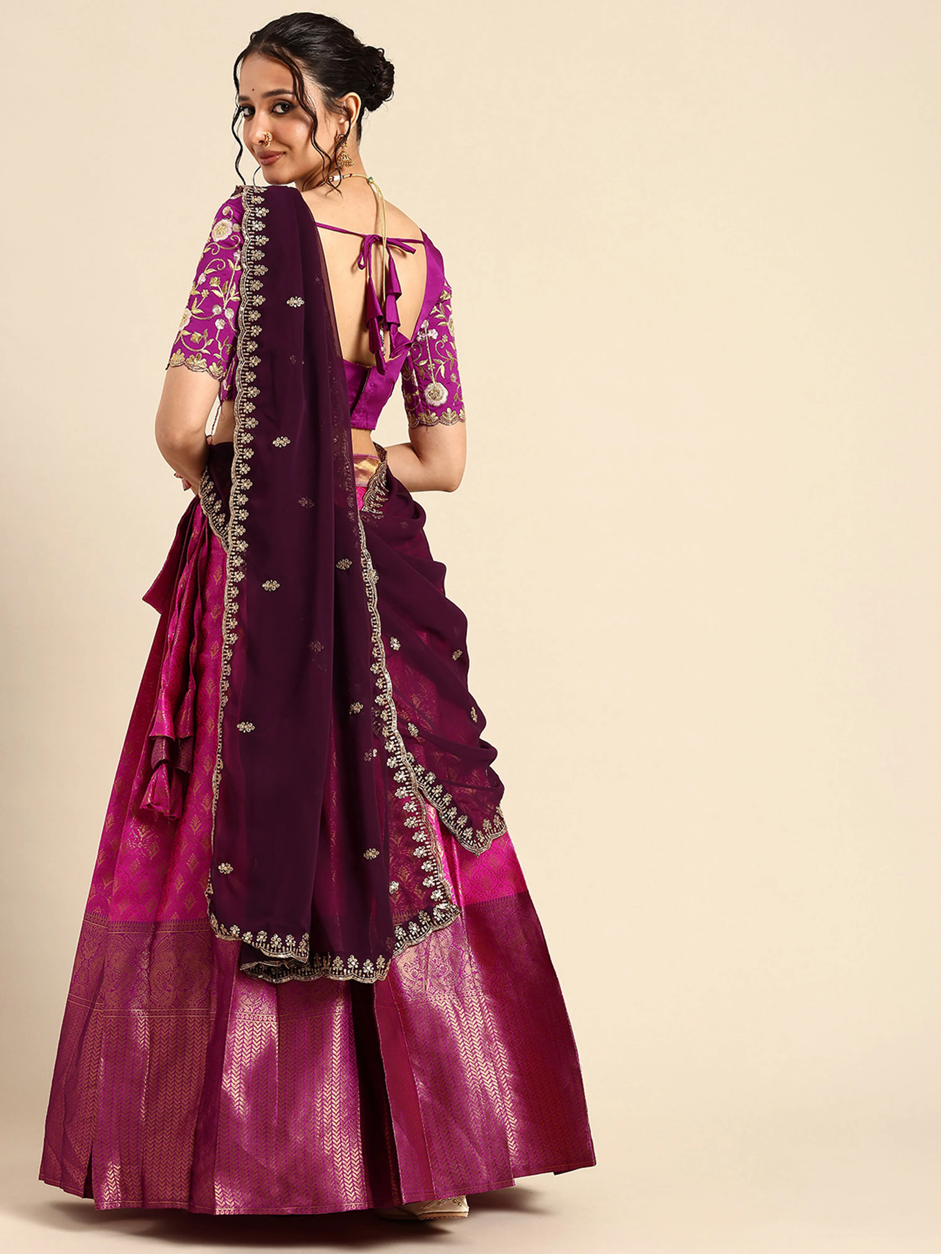 Women's Woven Design zari work Half Saree with Embroidered Blouse and Dupatta Munjya - Image 58