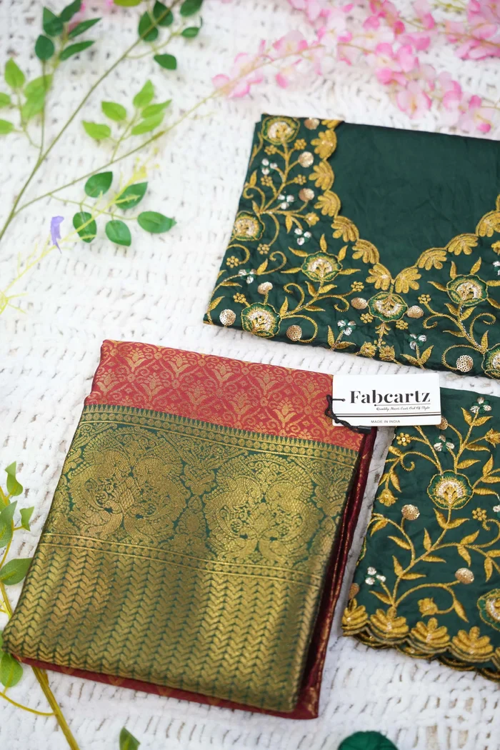 Women's Woven Design zari work Half Saree with Embroidered Blouse and Dupatta Munjya - Image 96