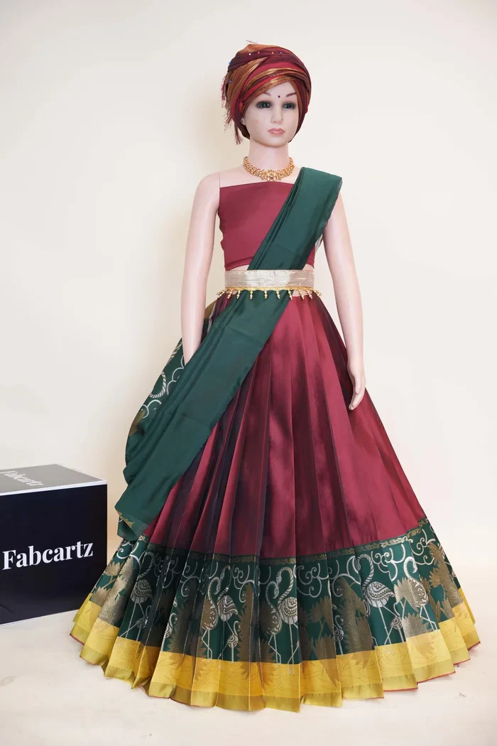 New Kids Traditional South Indian Half Saree HansPAttuKids - Image 15