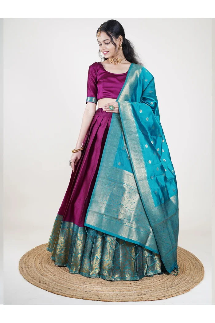 South Indian Festival Traditional Half Saree Aarvi - Image 3