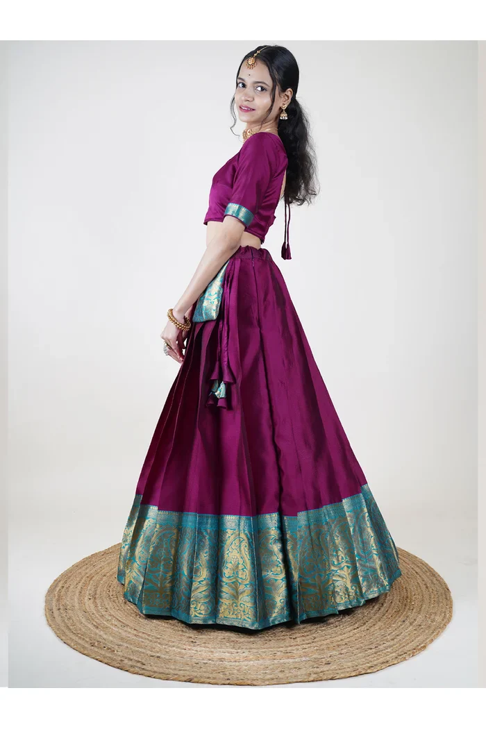 South Indian Festival Traditional Half Saree Aarvi - Image 4
