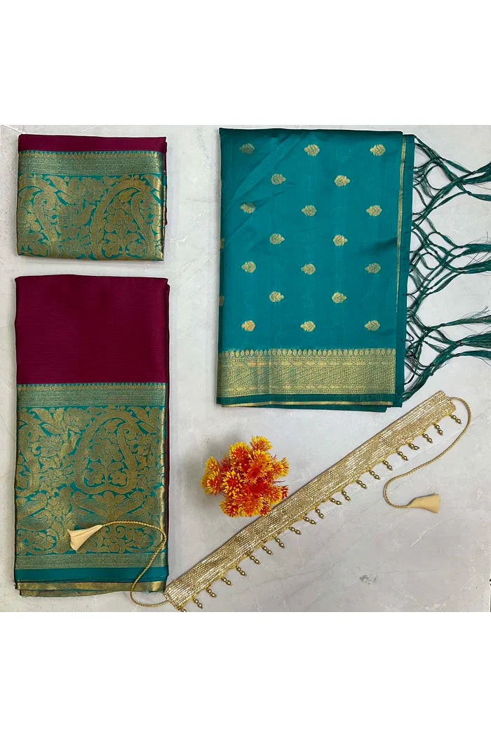 South Indian Festival Traditional Half Saree Aarvi - Image 48