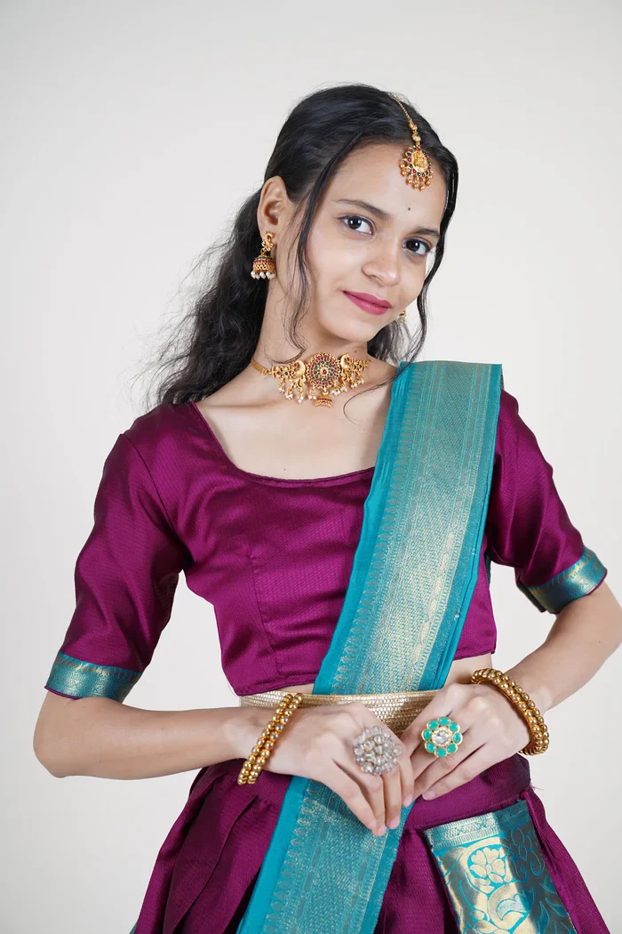 South Indian Festival Traditional Half Saree Aarvi - Image 5