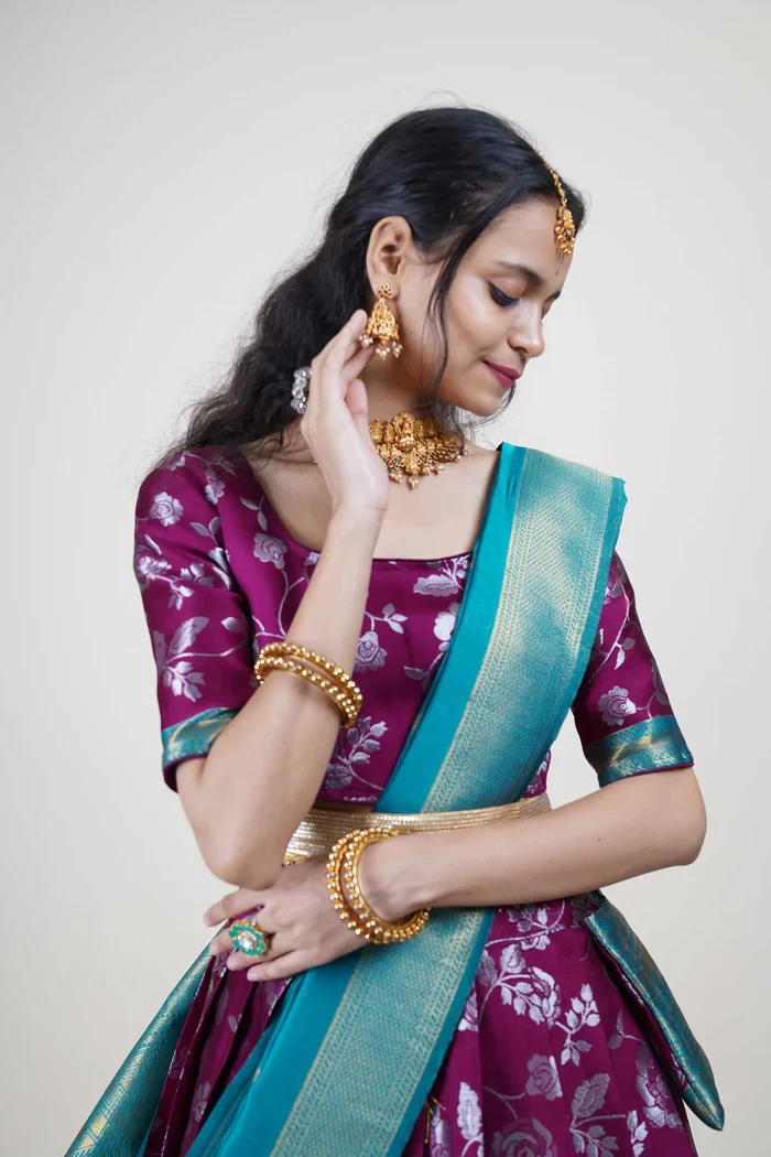 South Indian Festival Traditional Half Saree Chhavi - Image 37