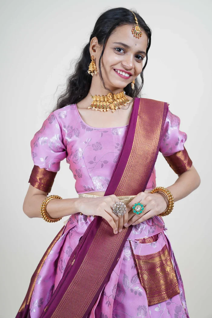 South Indian Festival Traditional Half Saree Chhavi - Image 5