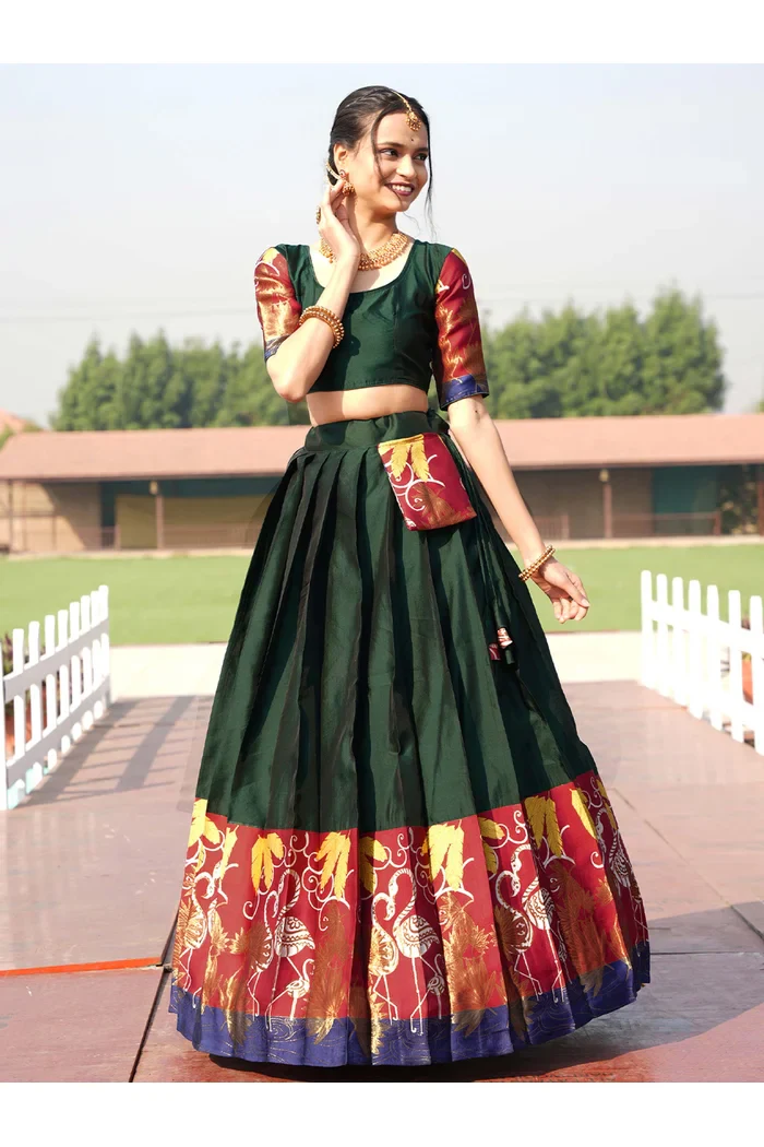 South Indian Festival Traditional Half Saree HansPAttu - Image 5