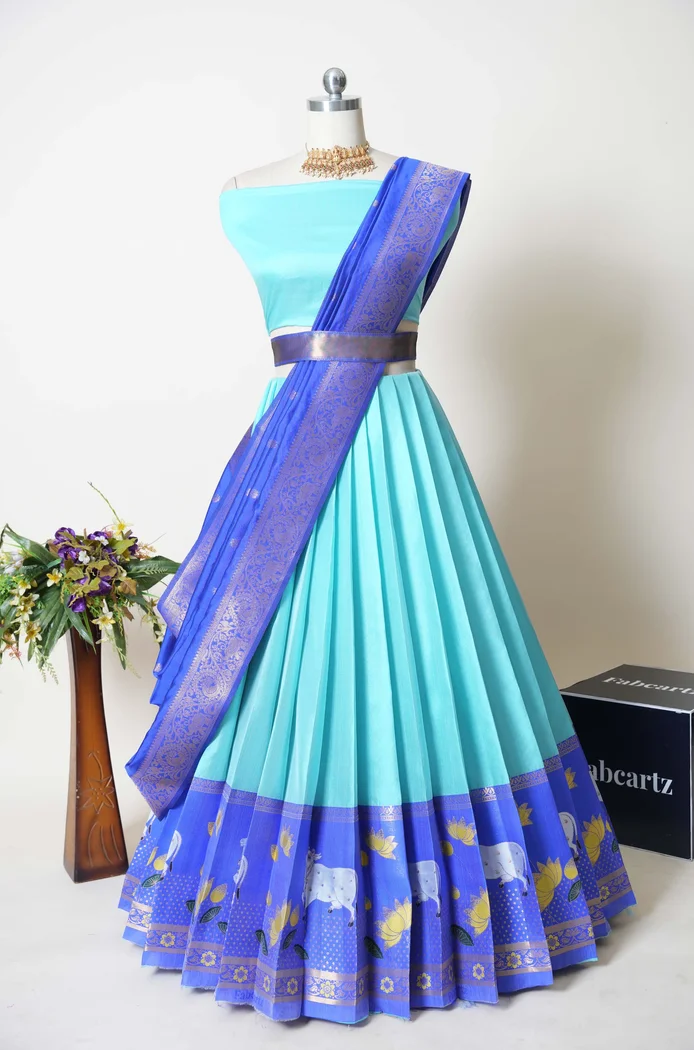 South Indian Festival Traditional Half Saree KaamDhenu - Image 5