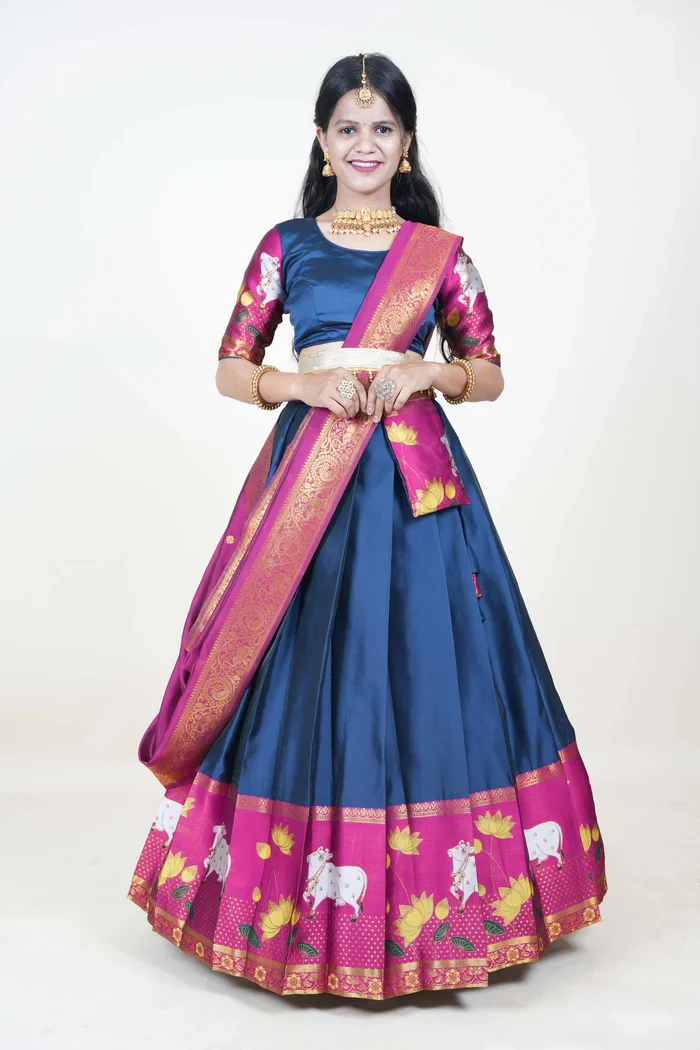 South Indian Festival Traditional Half Saree KaamDhenu - Image 17